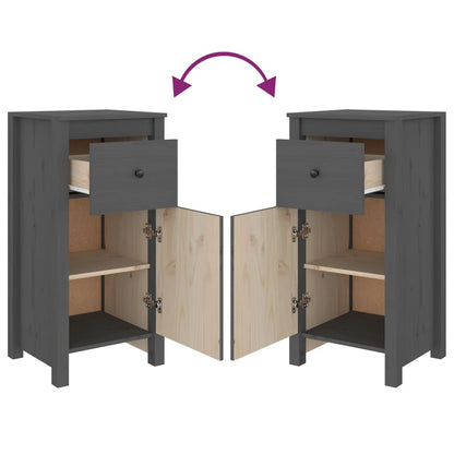 Dressoirs 2 St 40X35X80 Cm Massief Grenenhout Grijs