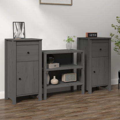 Dressoirs 2 St 40X35X80 Cm Massief Grenenhout Grijs