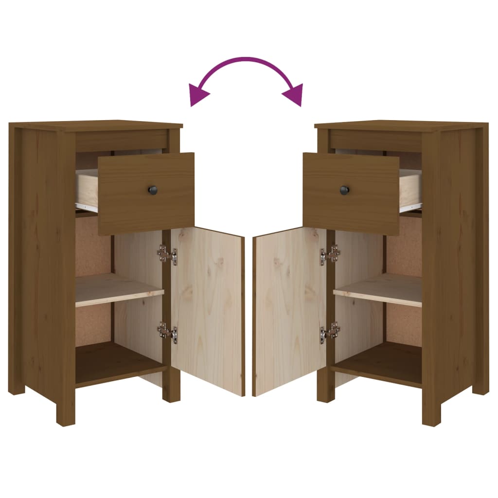 Dressoir 40X35X80 Cm Massief Grenenhout Honingbruin
