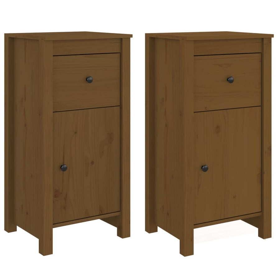 Dressoirs 2 St 40X35X80 Cm Massief Grenenhout Honingbruin