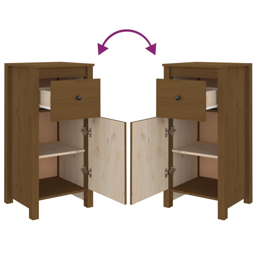 Dressoirs 2 St 40X35X80 Cm Massief Grenenhout Honingbruin