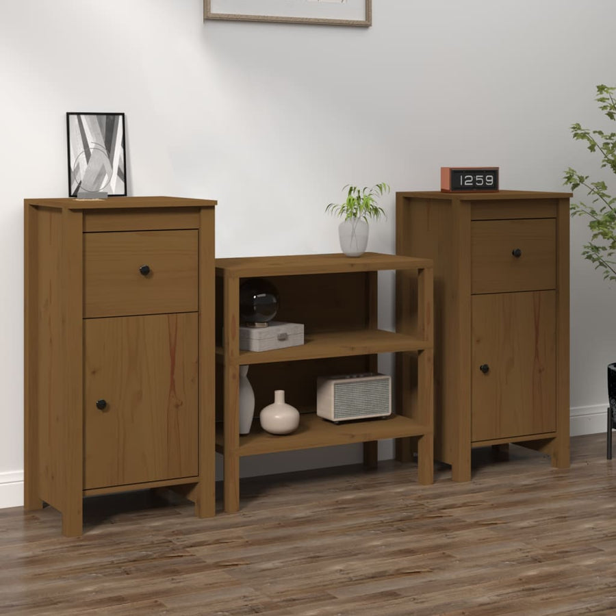 Dressoirs 2 St 40X35X80 Cm Massief Grenenhout Honingbruin