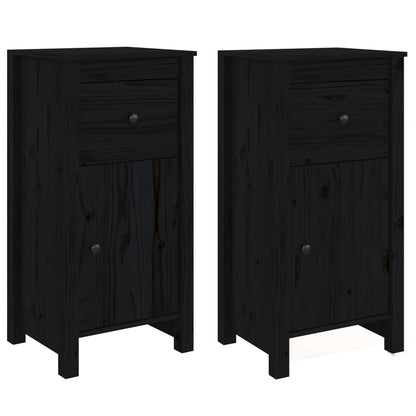 Dressoirs 2 St 40X35X80 Cm Massief Grenenhout Zwart
