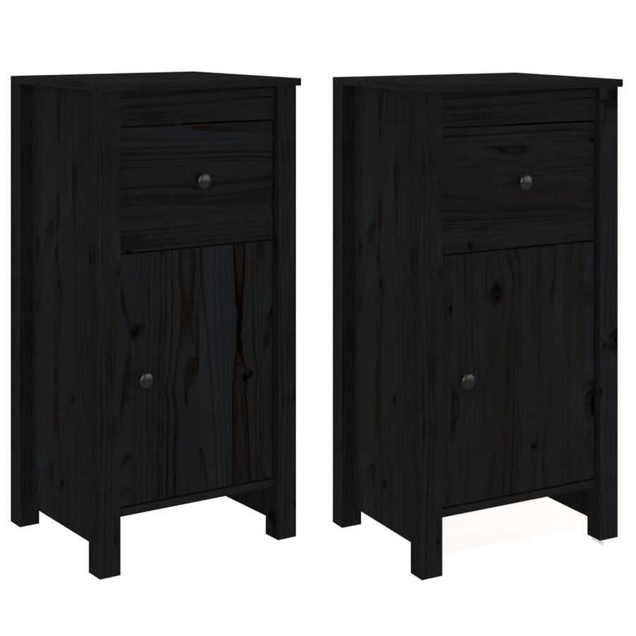 Dressoirs 2 St 40X35X80 Cm Massief Grenenhout Zwart