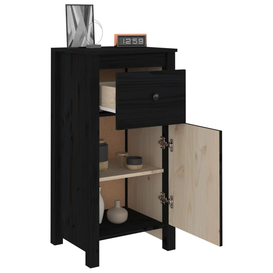 Dressoirs 2 St 40X35X80 Cm Massief Grenenhout Zwart