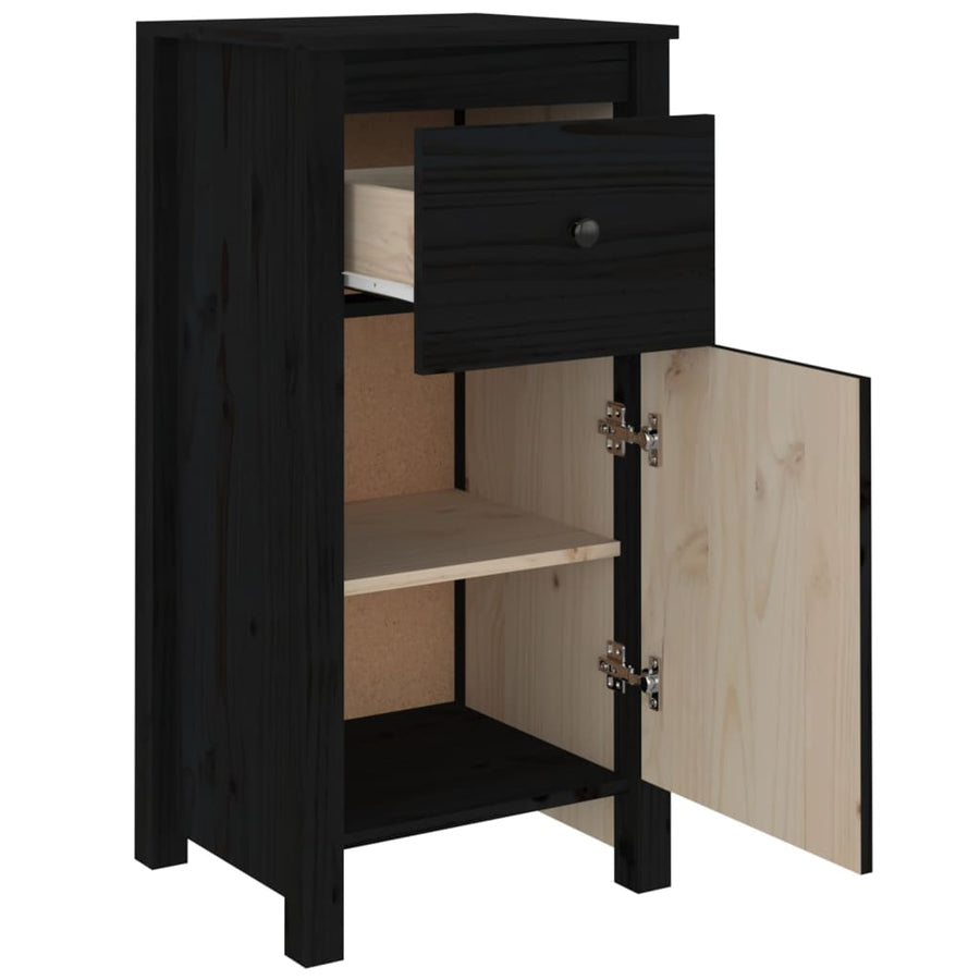 Dressoirs 2 St 40X35X80 Cm Massief Grenenhout Zwart