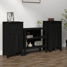 Dressoirs 2 St 40X35X80 Cm Massief Grenenhout Zwart
