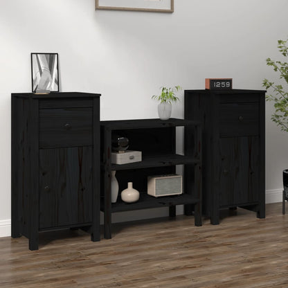 Dressoirs 2 St 40X35X80 Cm Massief Grenenhout Zwart