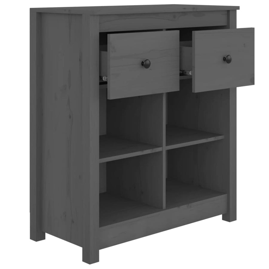 Dressoir 70X35X80 Cm Massief Grenenhout Grijs