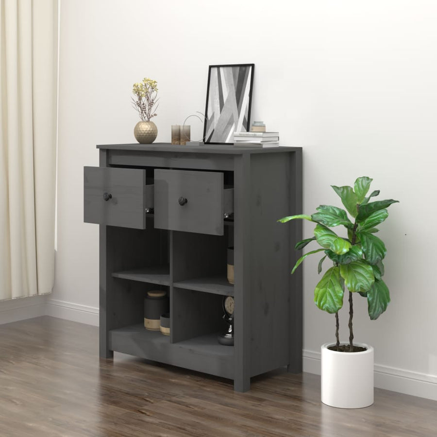 Dressoir 70X35X80 Cm Massief Grenenhout Grijs
