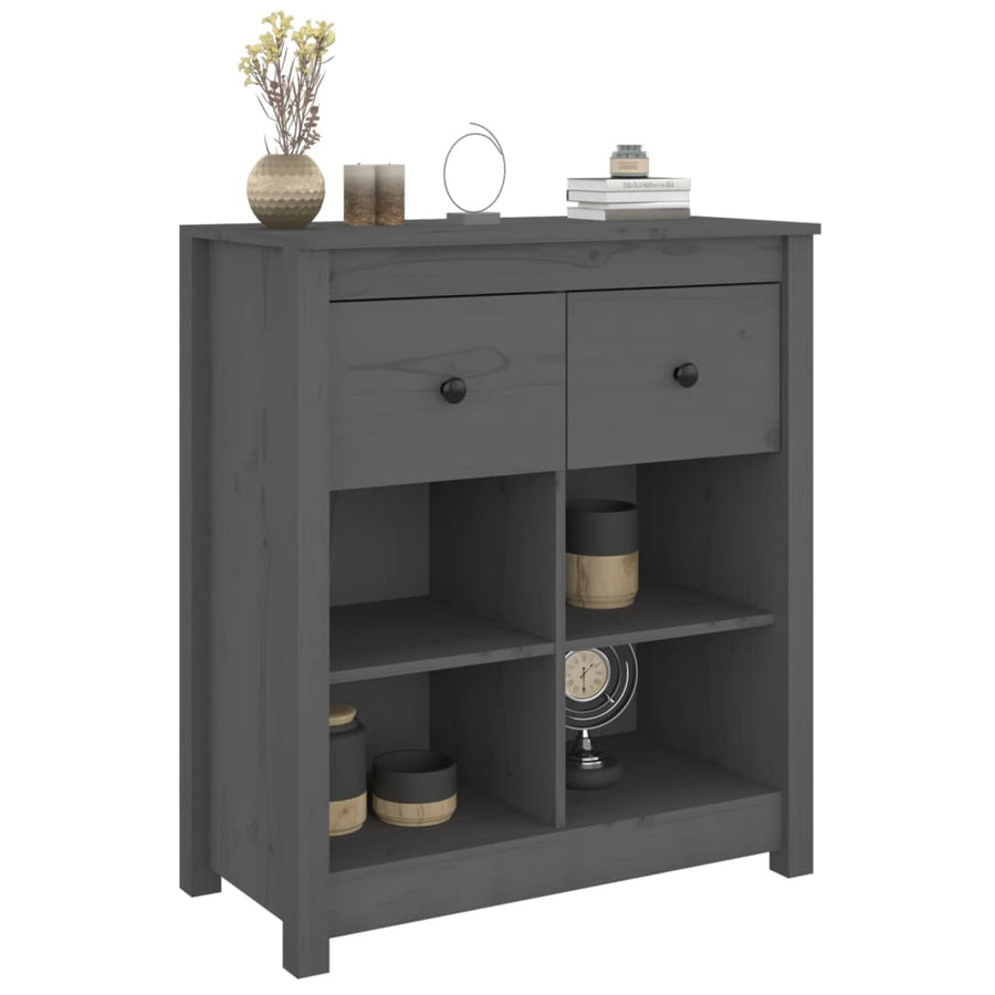 Dressoir 70X35X80 Cm Massief Grenenhout Grijs