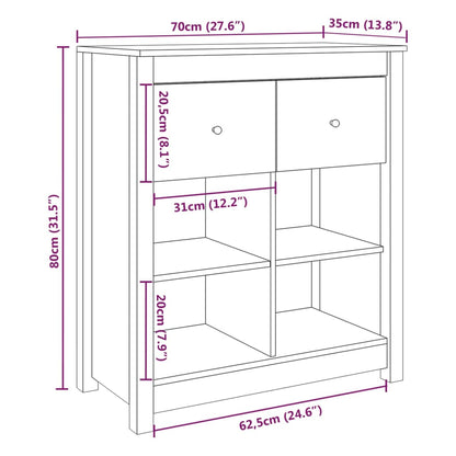 Dressoir 70X35X80 Cm Massief Grenenhout Grijs
