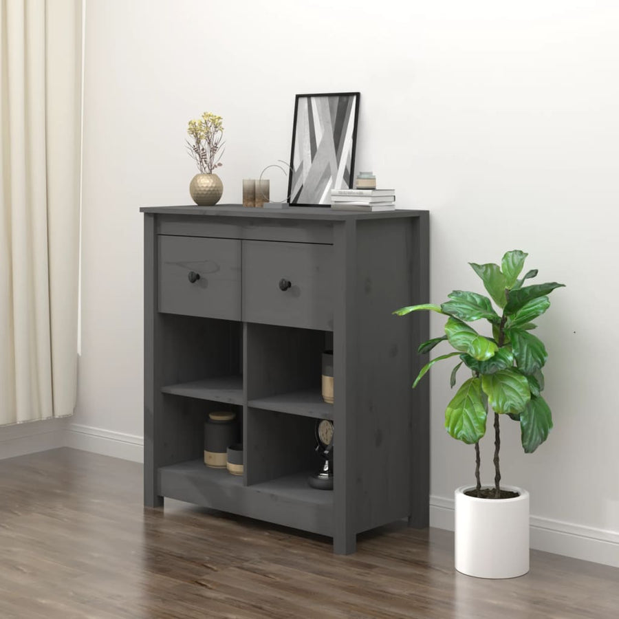 Dressoir 70X35X80 Cm Massief Grenenhout Grijs
