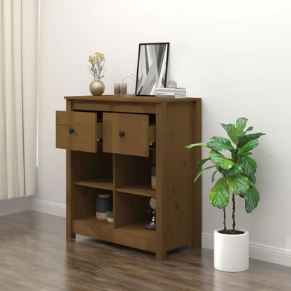 Dressoir 70X35X80 Cm Massief Grenenhout Honingbruin