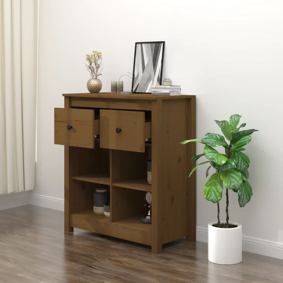 Dressoir 70X35X80 Cm Massief Grenenhout Honingbruin