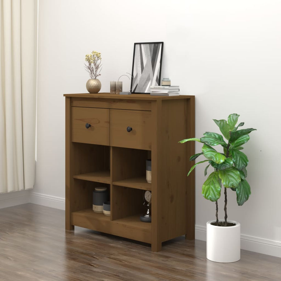 Dressoir 70X35X80 Cm Massief Grenenhout Honingbruin