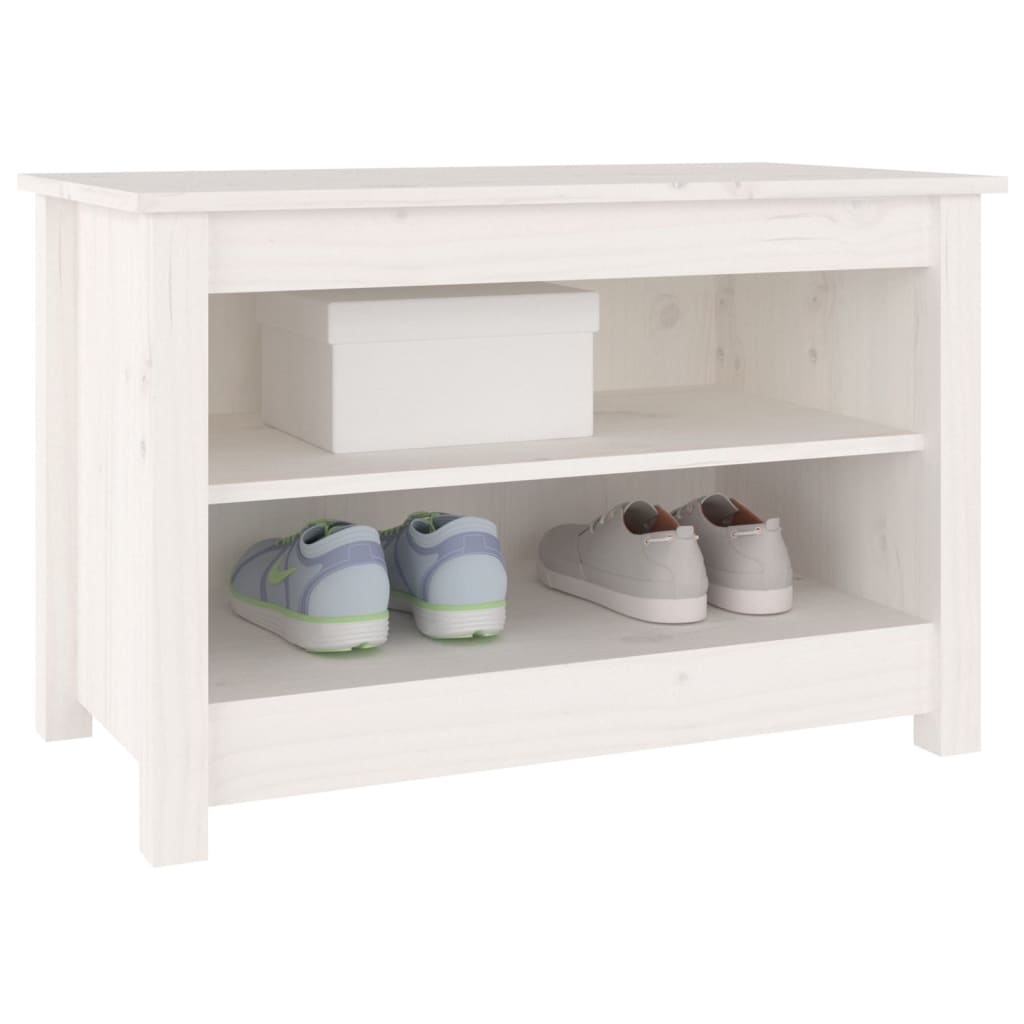 Schoenenbank 70x38x45,5 cm massief grenenhout wit 70 x 38 x 45.5 cm Wit