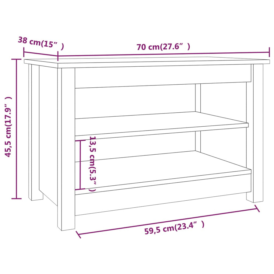 Schoenenkast 70x38x45,5 cm massief grenenhout honingbruin 70 x 38 x 45.5 cm Honingbruin