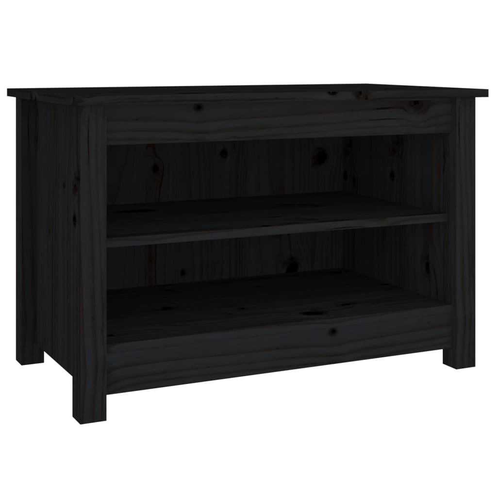 Schoenenbank 70x38x45,5 cm massief grenenhout zwart 70 x 38 x 45.5 cm Zwart
