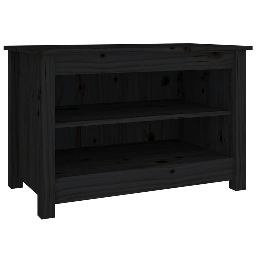 Schoenenbank 70x38x45,5 cm massief grenenhout zwart 70 x 38 x 45.5 cm Zwart