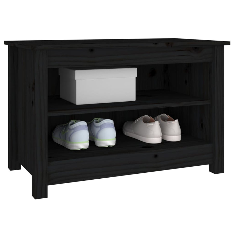 Schoenenbank 70x38x45,5 cm massief grenenhout zwart 70 x 38 x 45.5 cm Zwart