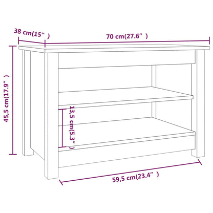 Schoenenbank 70x38x45,5 cm massief grenenhout zwart 70 x 38 x 45.5 cm Zwart