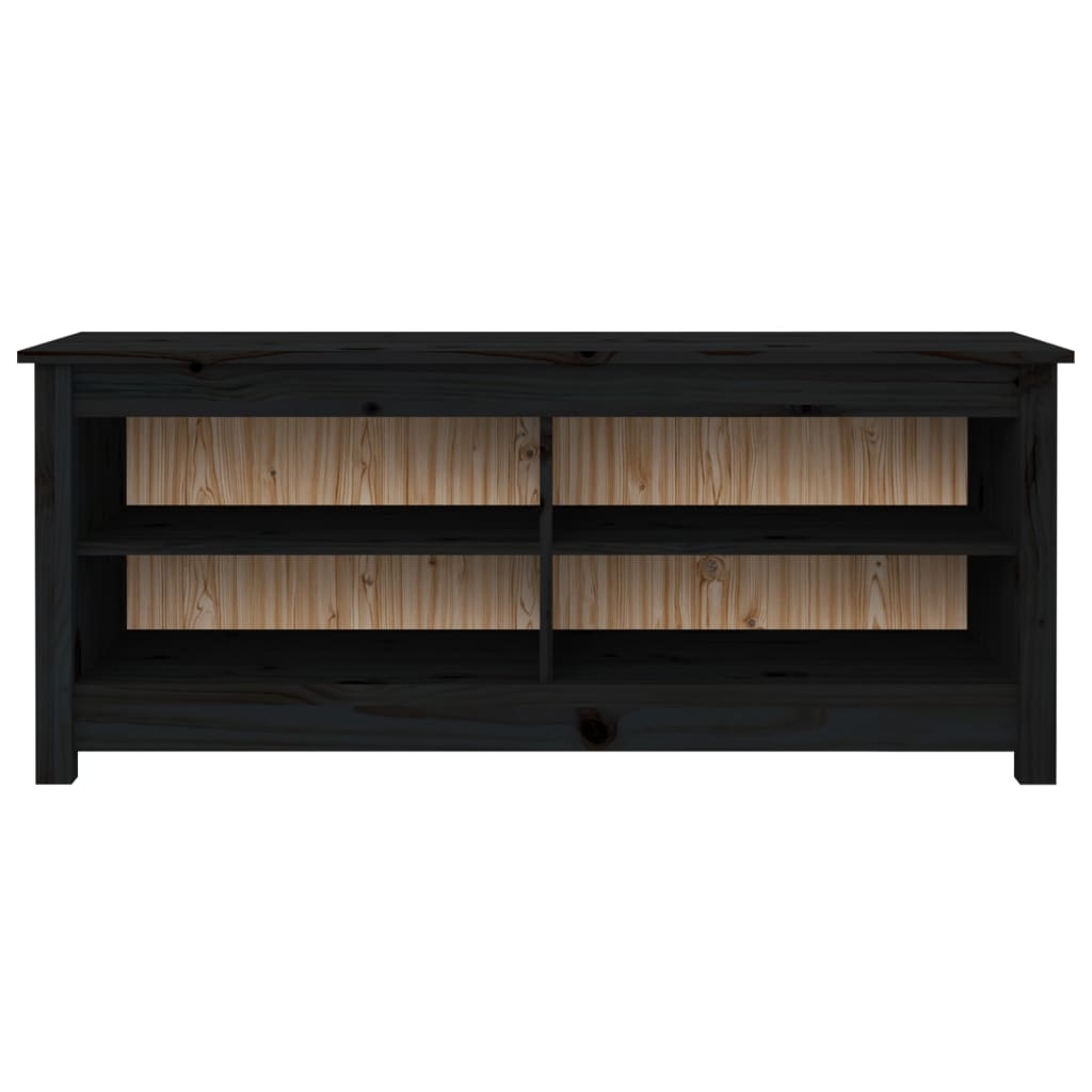 Schoenenbank 110x38x45,5 cm massief grenenhout zwart 110 x 38 x 45.5 cm Zwart