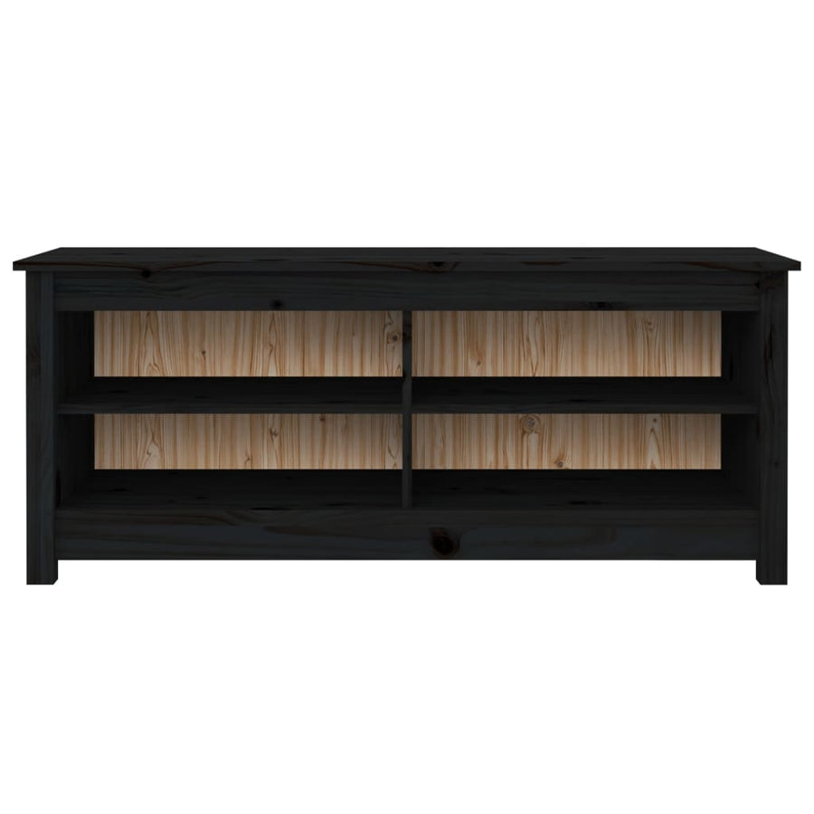Schoenenbank 110x38x45,5 cm massief grenenhout zwart 110 x 38 x 45.5 cm Zwart
