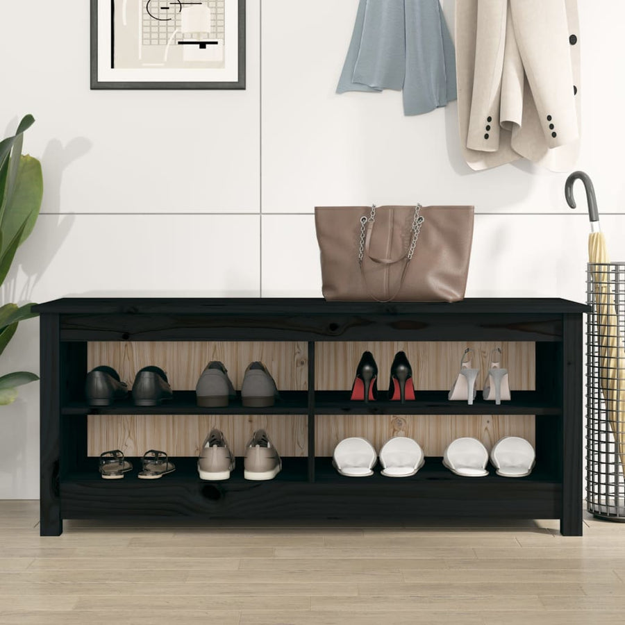 Schoenenbank 110x38x45,5 cm massief grenenhout zwart 110 x 38 x 45.5 cm Zwart