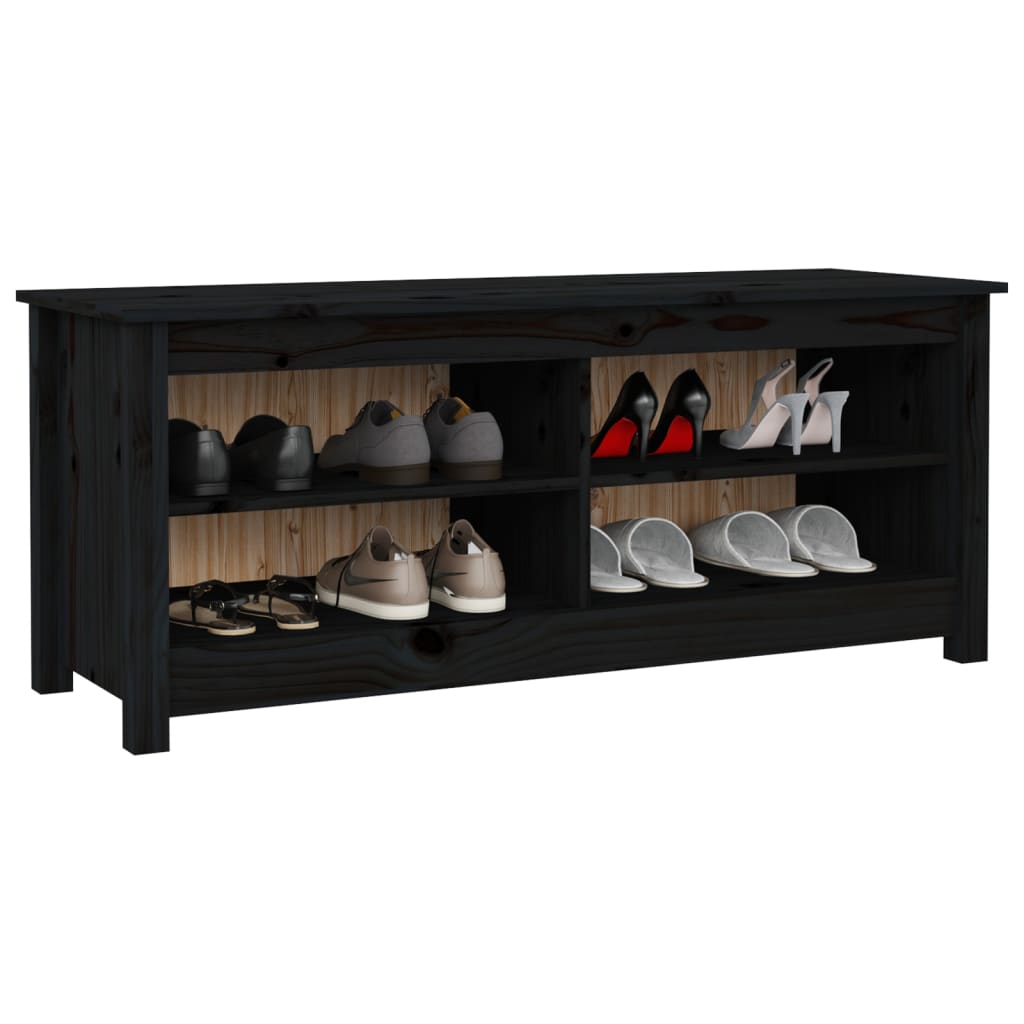 Schoenenbank 110x38x45,5 cm massief grenenhout zwart 110 x 38 x 45.5 cm Zwart