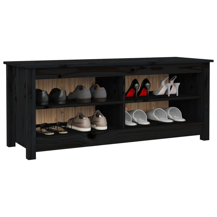 Schoenenbank 110x38x45,5 cm massief grenenhout zwart 110 x 38 x 45.5 cm Zwart