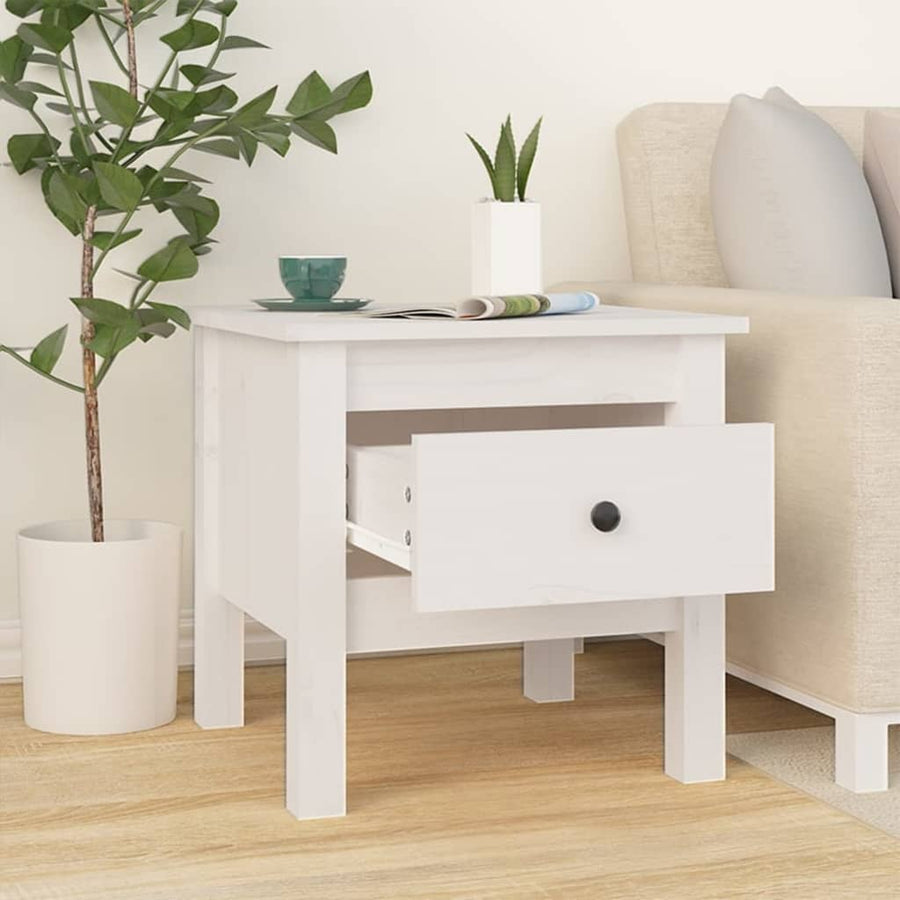 Bijzettafel Massief Grenenhout 1 40 x 40 x 39 cm Wit