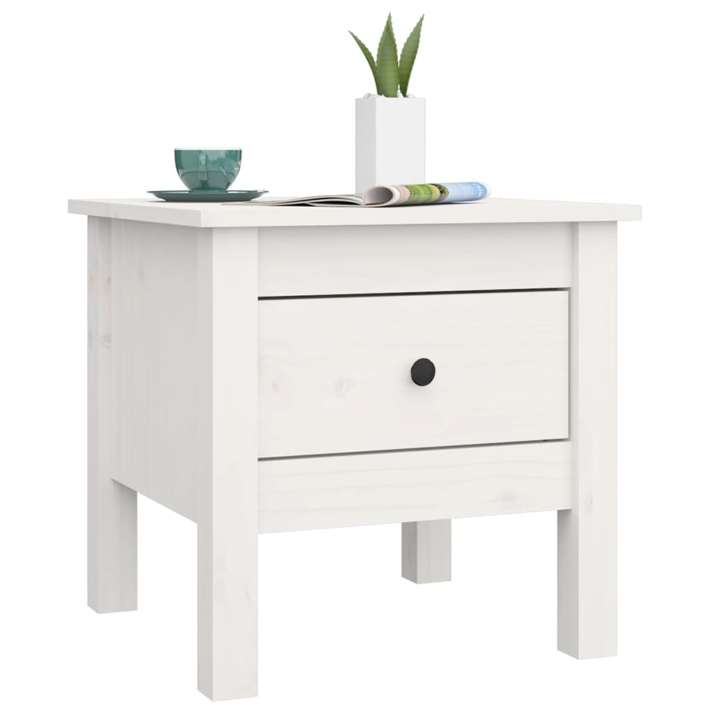 Bijzettafel Massief Grenenhout 1 40 x 40 x 39 cm Wit