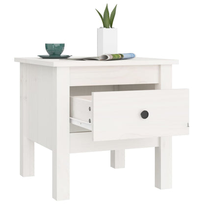Bijzettafel Massief Grenenhout 1 40 x 40 x 39 cm Wit