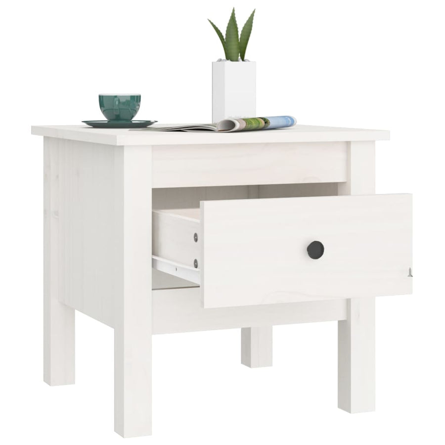 Bijzettafel Massief Grenenhout 1 40 x 40 x 39 cm Wit