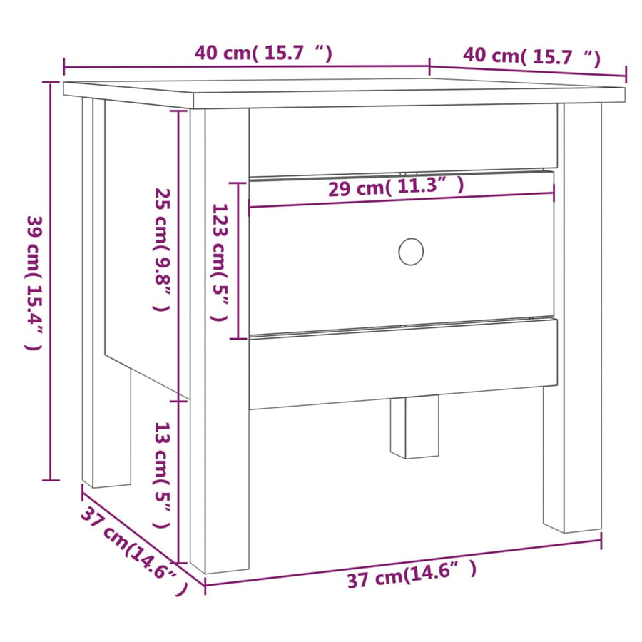 Bijzettafels Massief Grenenhout 2 40 x 40 x 39 cm Honingbruin