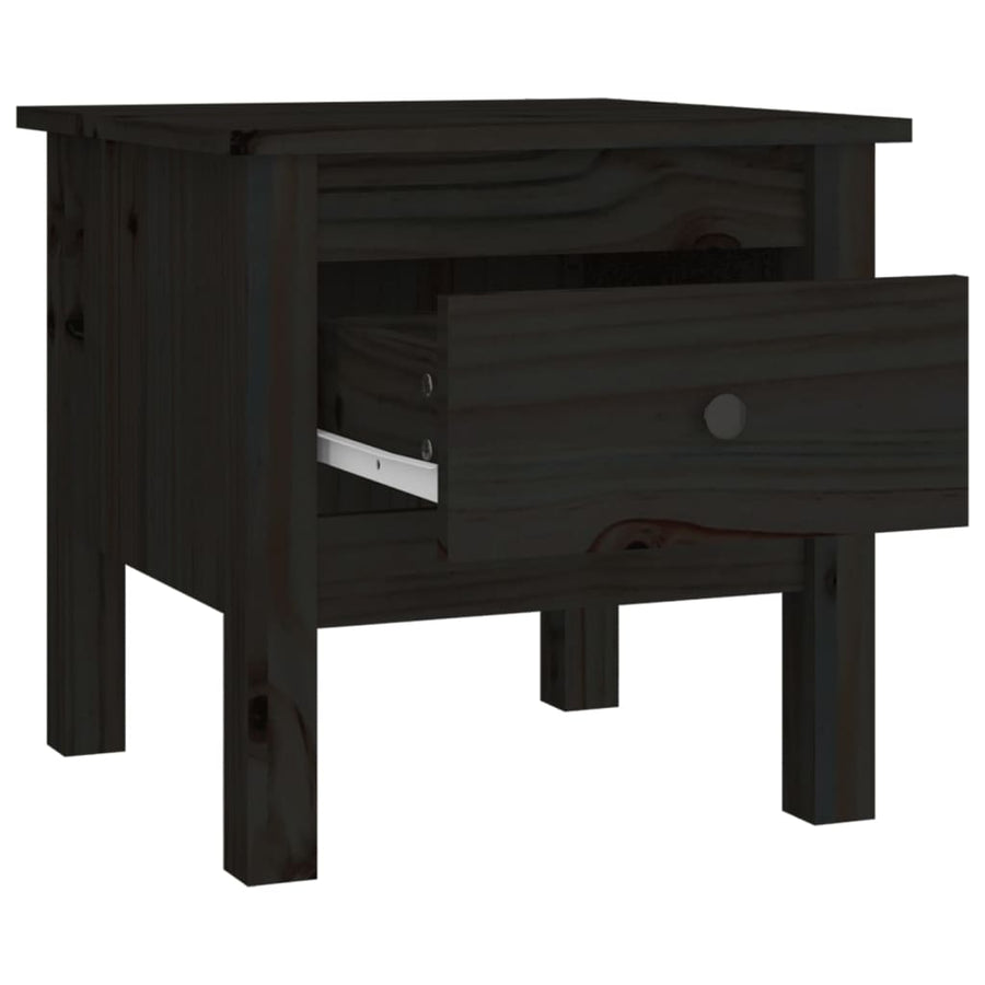 Bijzettafels Massief Grenenhout 2 40 x 40 x 39 cm Zwart