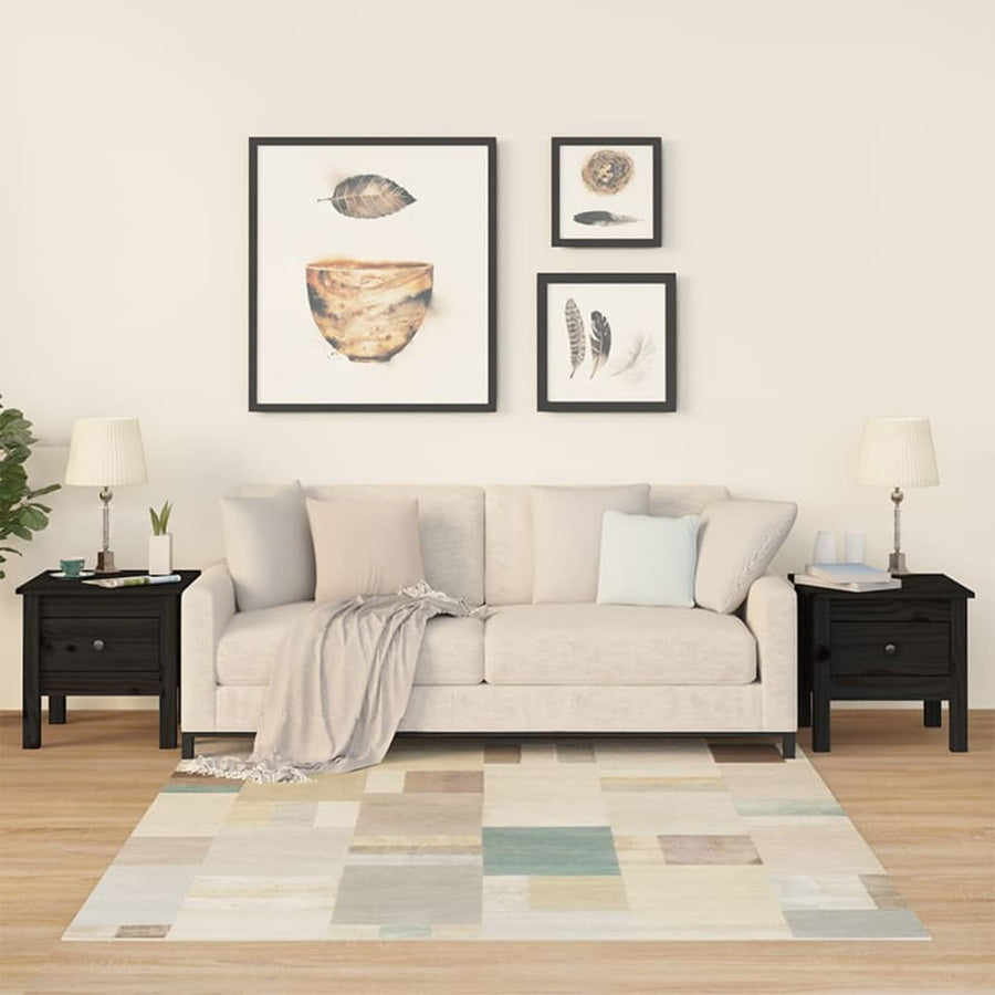 Bijzettafels Massief Grenenhout 2 40 x 40 x 39 cm Zwart