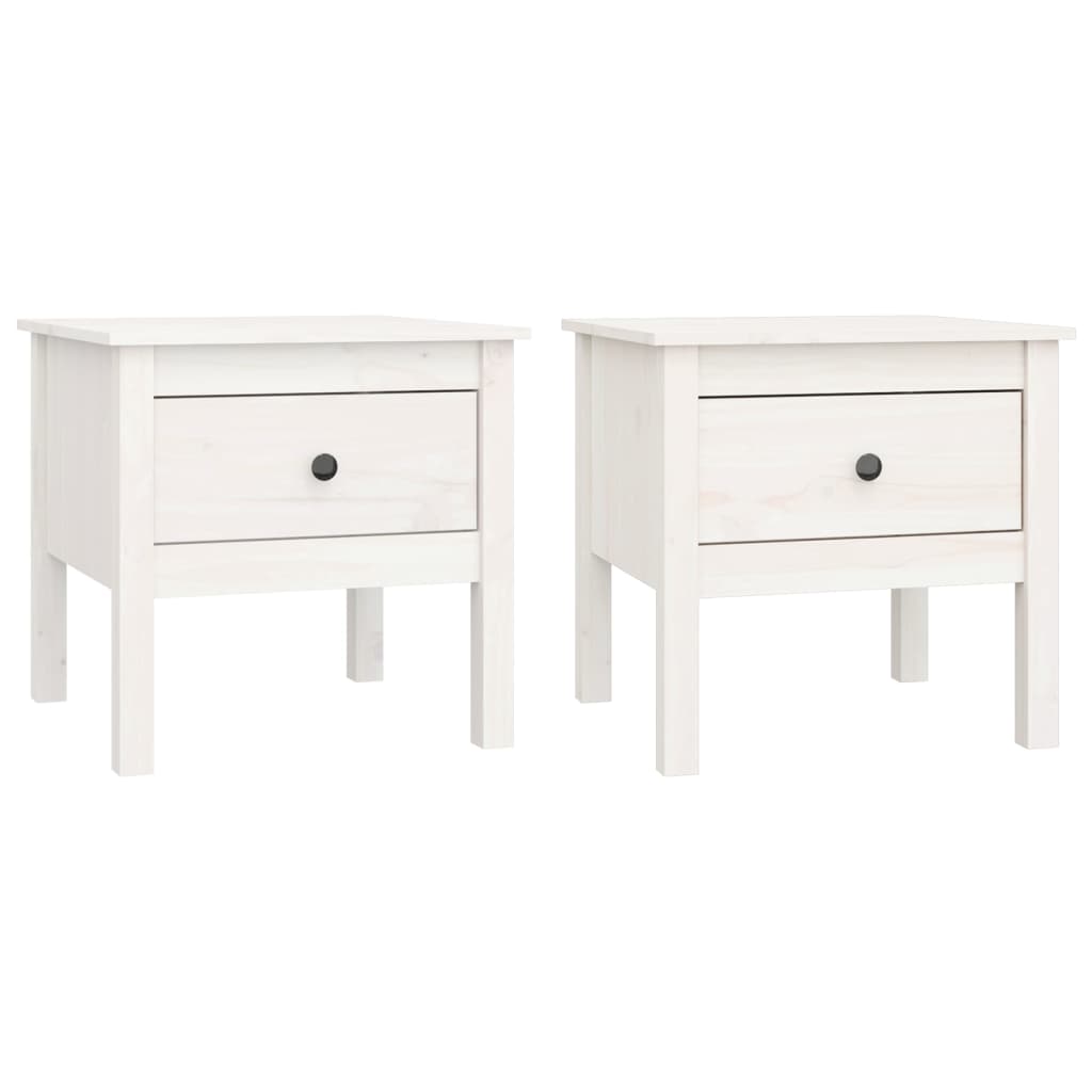 Bijzettafels Massief Grenenhout 2 50 x 50 x 49 cm Wit