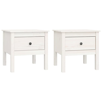Bijzettafels Massief Grenenhout 2 50 x 50 x 49 cm Wit