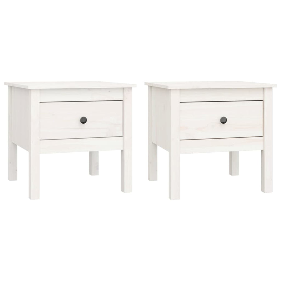 Bijzettafels Massief Grenenhout 2 50 x 50 x 49 cm Wit