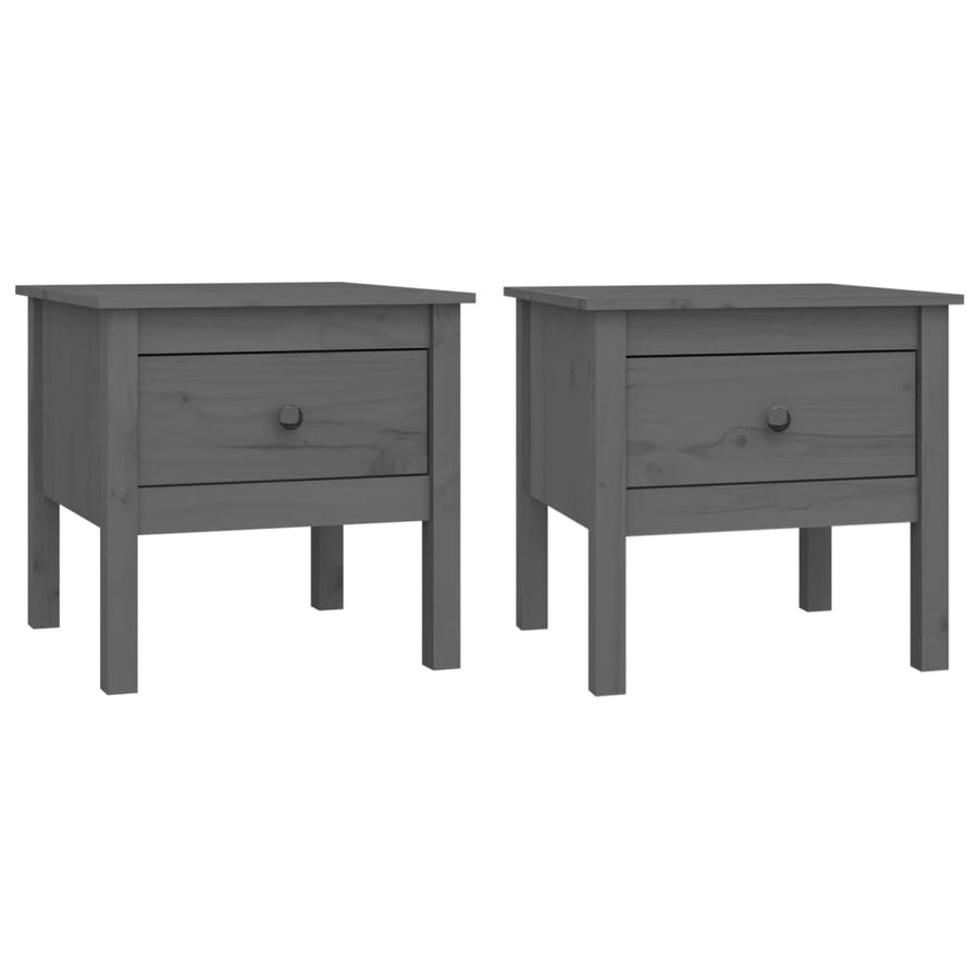Bijzettafels Massief Grenenhout 2 50 x 50 x 49 cm Grijs