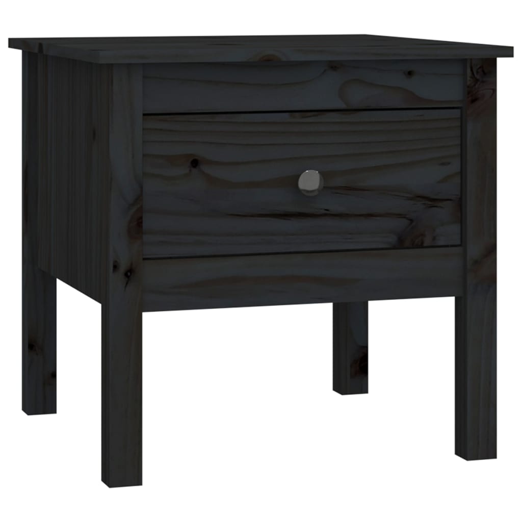 Bijzettafel Massief Grenenhout 1 50 x 50 x 49 cm Zwart