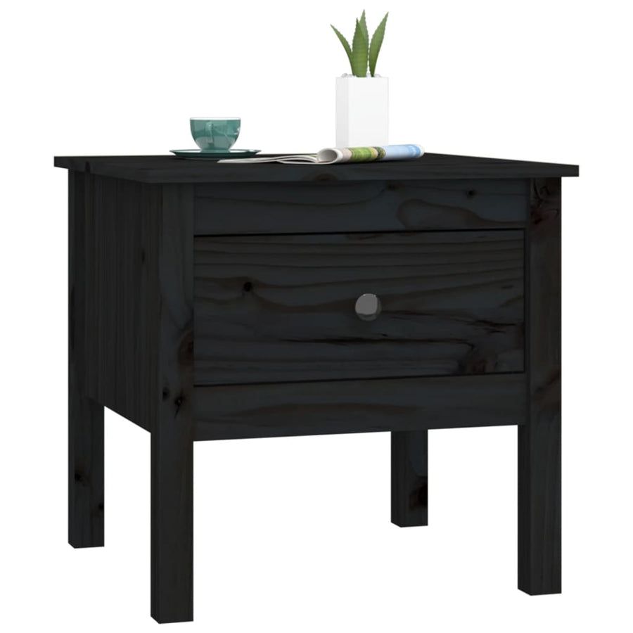 Bijzettafel Massief Grenenhout 1 50 x 50 x 49 cm Zwart