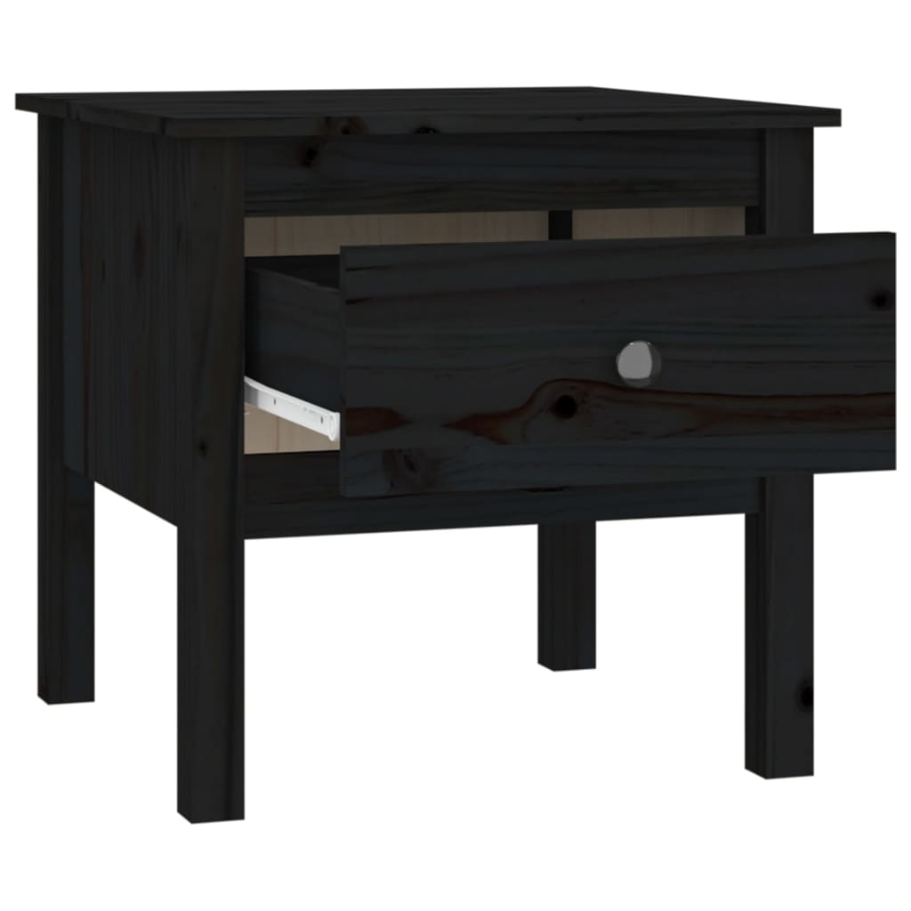 Bijzettafel Massief Grenenhout 1 50 x 50 x 49 cm Zwart