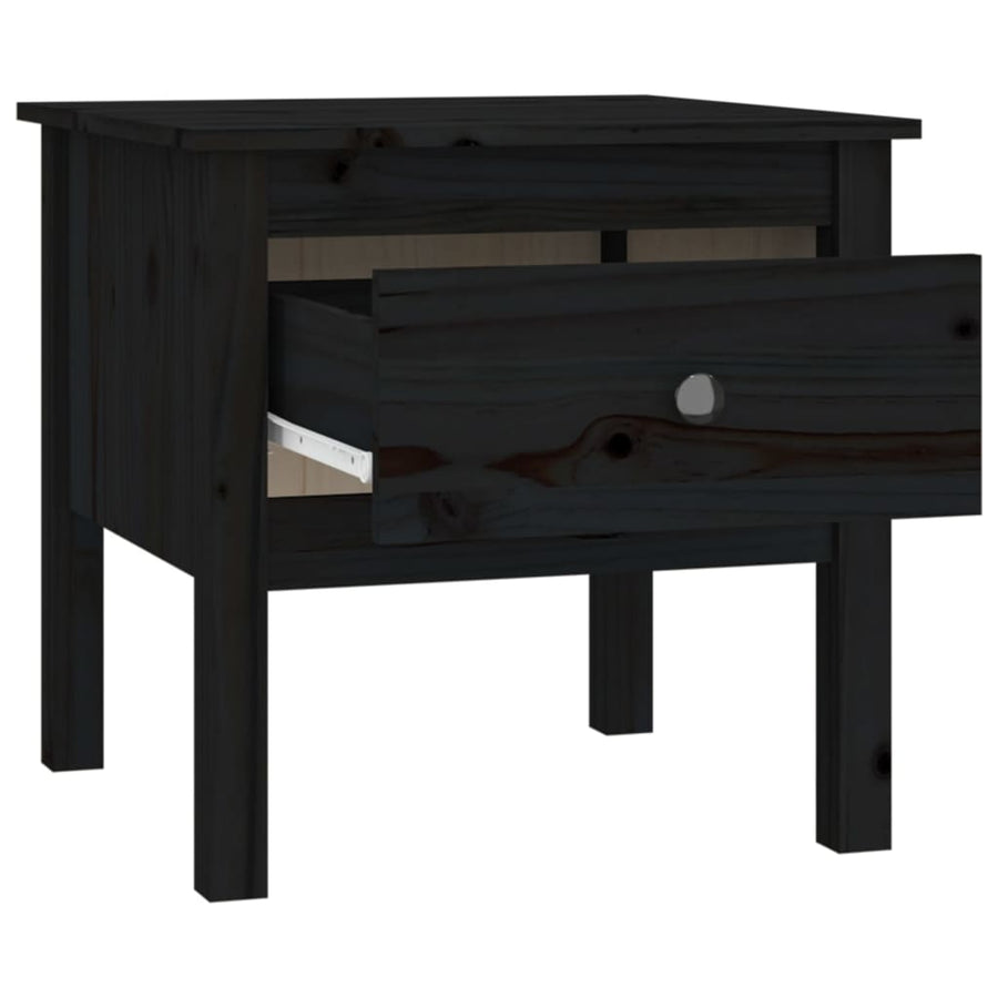 Bijzettafel Massief Grenenhout 1 50 x 50 x 49 cm Zwart