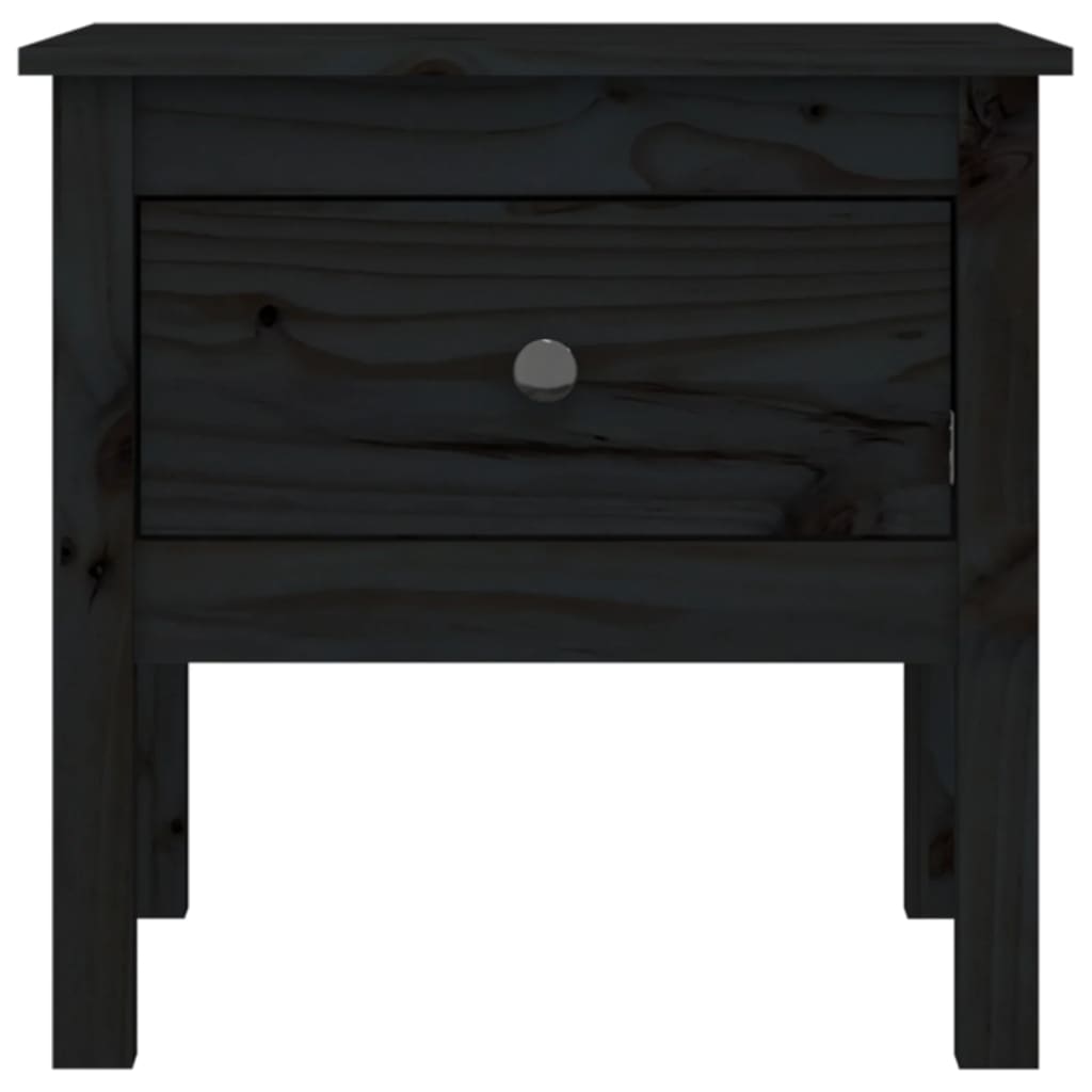 Bijzettafels Massief Grenenhout 2 50 x 50 x 49 cm Zwart