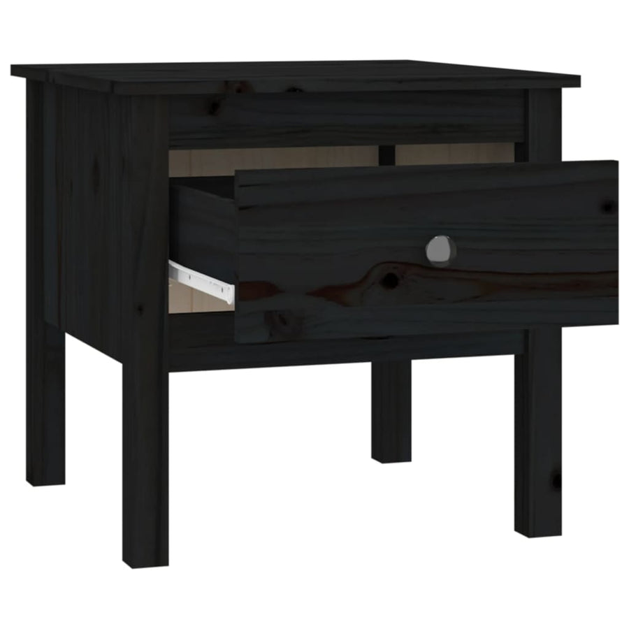 Bijzettafels Massief Grenenhout 2 50 x 50 x 49 cm Zwart