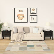 Bijzettafels 2 st 50x50x49 cm massief grenenhout zwart met lade