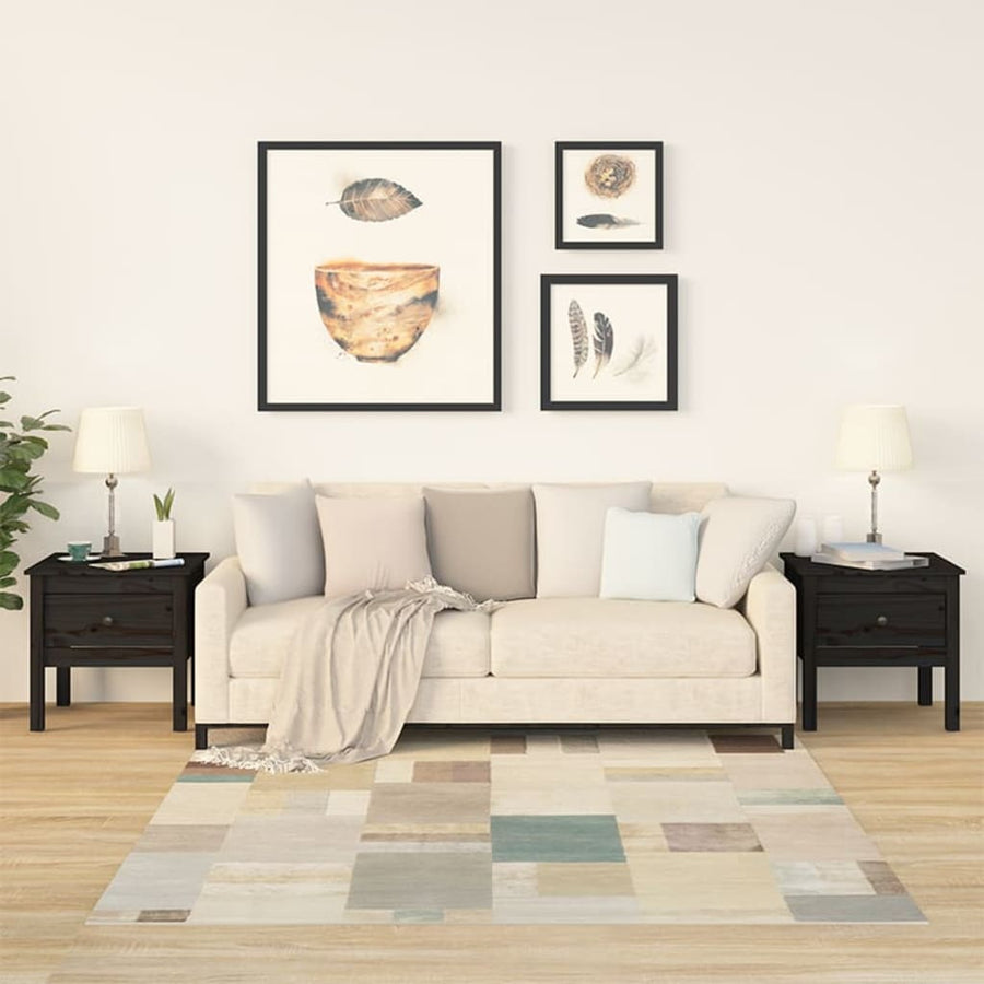 Bijzettafels Massief Grenenhout 2 50 x 50 x 49 cm Zwart